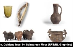 Нідерланди, Амстердам, елементи зі скла, посуд у формі баранів з колекції «Крим. Золотий острів у Чорному морі»