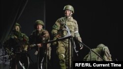 Сцена войны против Украины в российском театре. Скриншот с видео