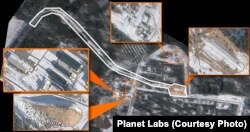 На супутниковому знімку помаранчевим кольором показано нові забудовані та реконструйовані райони, а білим – залізничну лінію