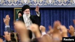 Iranian Supreme Leader Ayatollah Ali Khamenei, who has the final say on all state matters, said on June 4 that enrichment is a vital component of Iran's nuclear capabilities. (file photo)